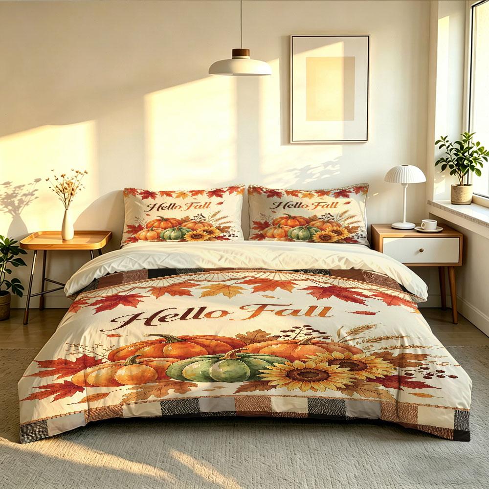 3pcs 90g polyester Hello Fall autumn decorative paintings featuring pumpkins sunflowers ideal soft home decoration