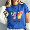 High Street T-Shirt Let It Be Rainbow Butterfly Print Shirt Fashion T-shirt Watercolor Butterfly Women Tee Summer Brand Tops