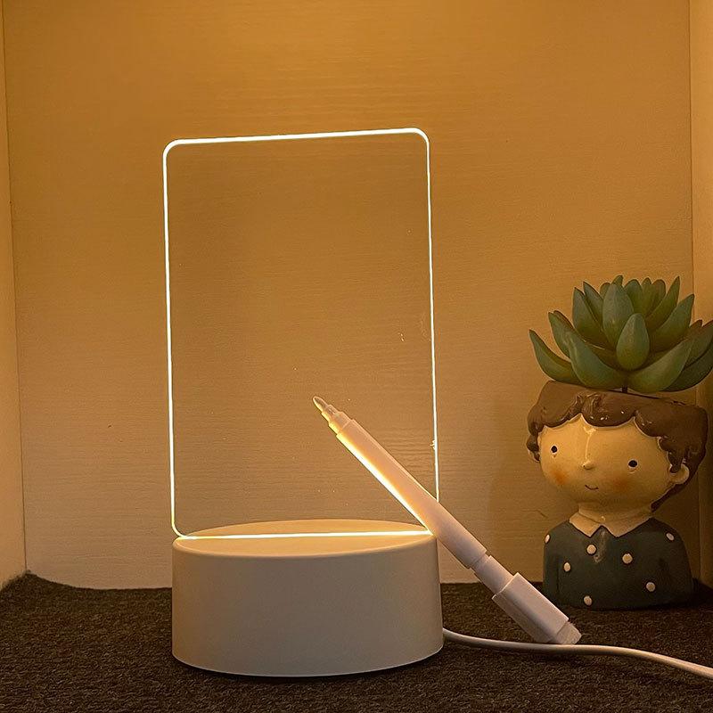 3D Decoration Illusion Lamp Message Board Night Light USB Power Activity Light Acrylic Memo Board Creative Atmosphere Desk Lamp