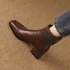 Zapatos De Mujer Retro Square Toe Thick Heel Women's Ankle Boots 2026winter New Women Leather Boots Simple Versatile Woman Shoes
