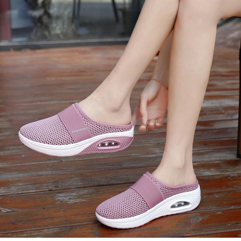 

Женские тапочки на танкетке, тапочки премиум-класса, винтажные нескользящие повседневные женские туфли на платформе в стиле ретро, ​​сандалии больших размеров