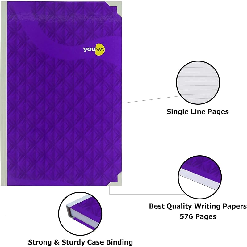 Navneet Youva YOUVA Hard Cover Case Bound | My Notes Long Book | 21Cm X 33 Cm | Single Line | 576 Pages | Pack Of 1 medium