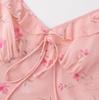 Pure desire sweet V-neck bow suspender dress women's summer new waist lace French pink floral skirt