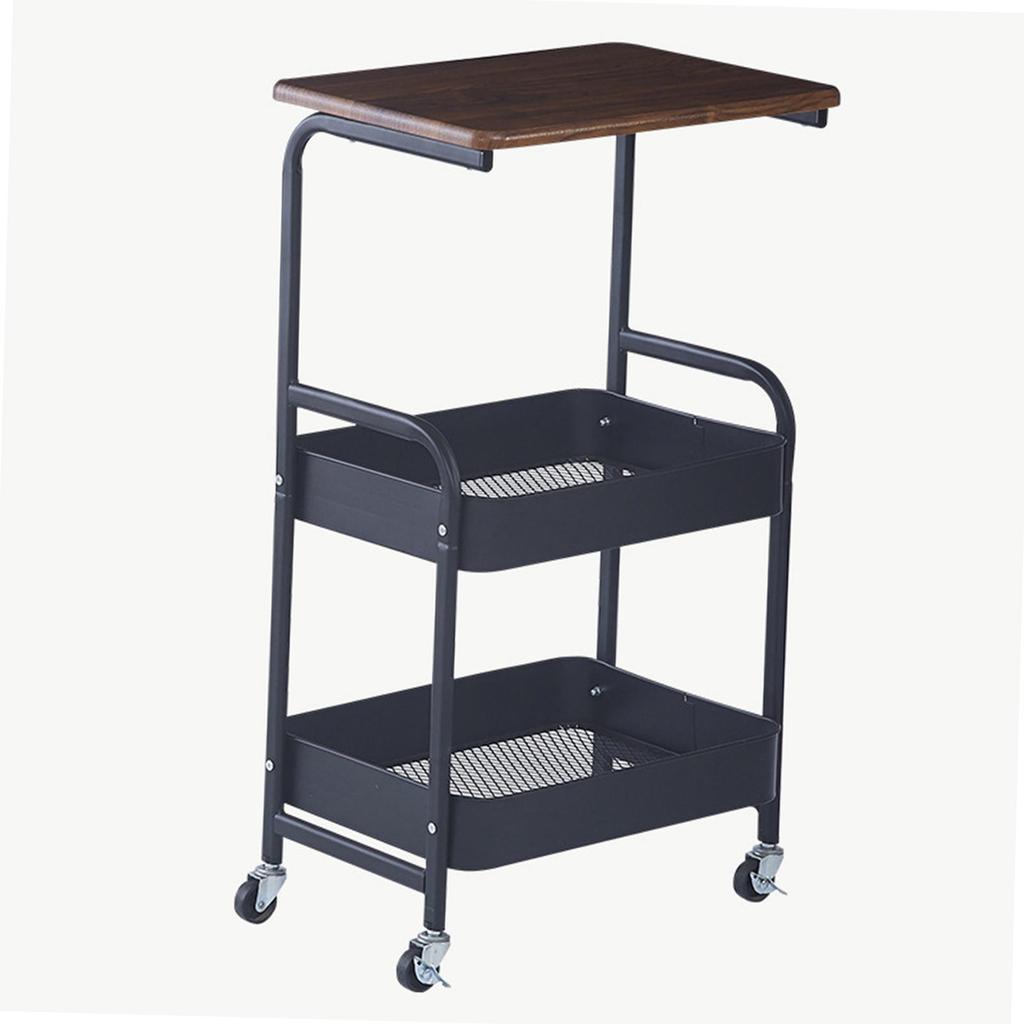 3 Tier Slim Storage Cart Mobile Trolley on Wheel Top Small Table Slide Out Organizer Rolling