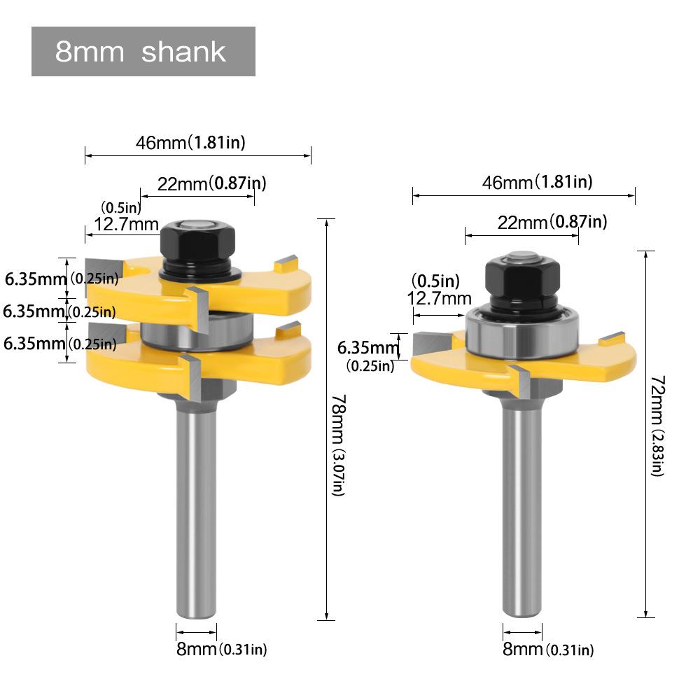 Special 2-piece Woodworking Milling Cutter Set, Puzzle Cutter Floor Cutter Woodworking Cutter 2-piece Set Mortise Cutter