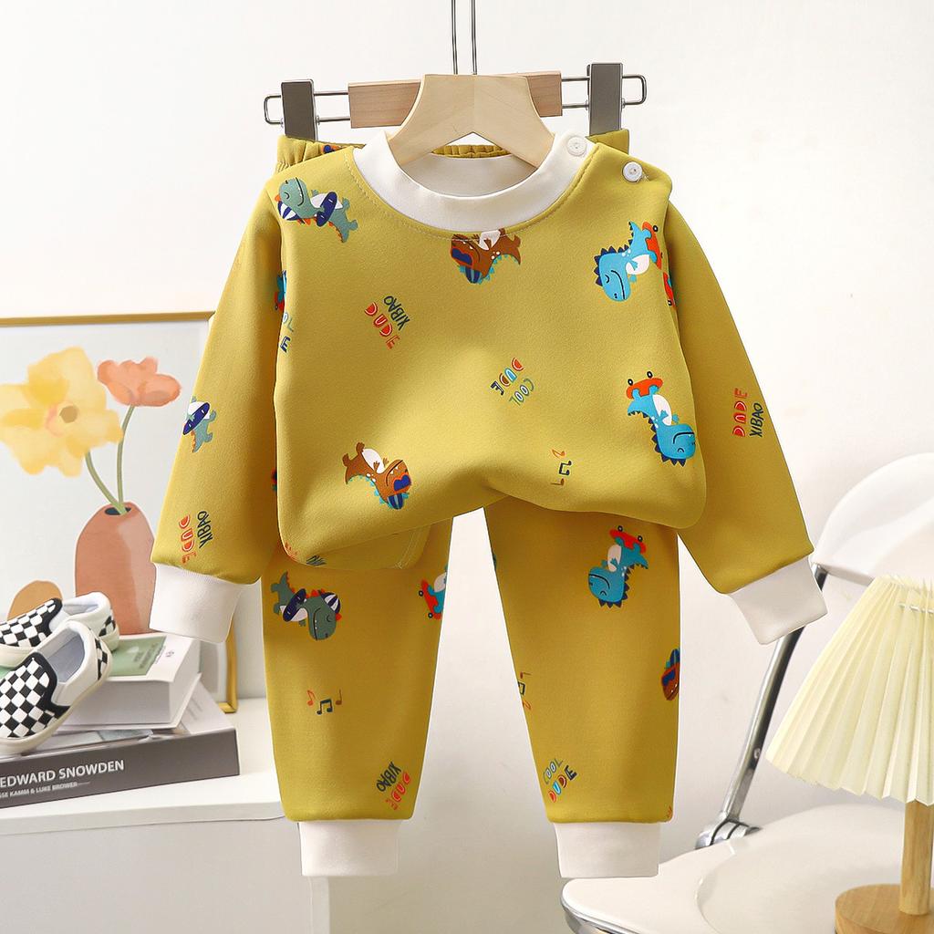 Children's Autumn Clothing Set Baby Pajamas Baby Clothes Boys and Girls Autumn and Winter Cashmere and Thick Home Wear