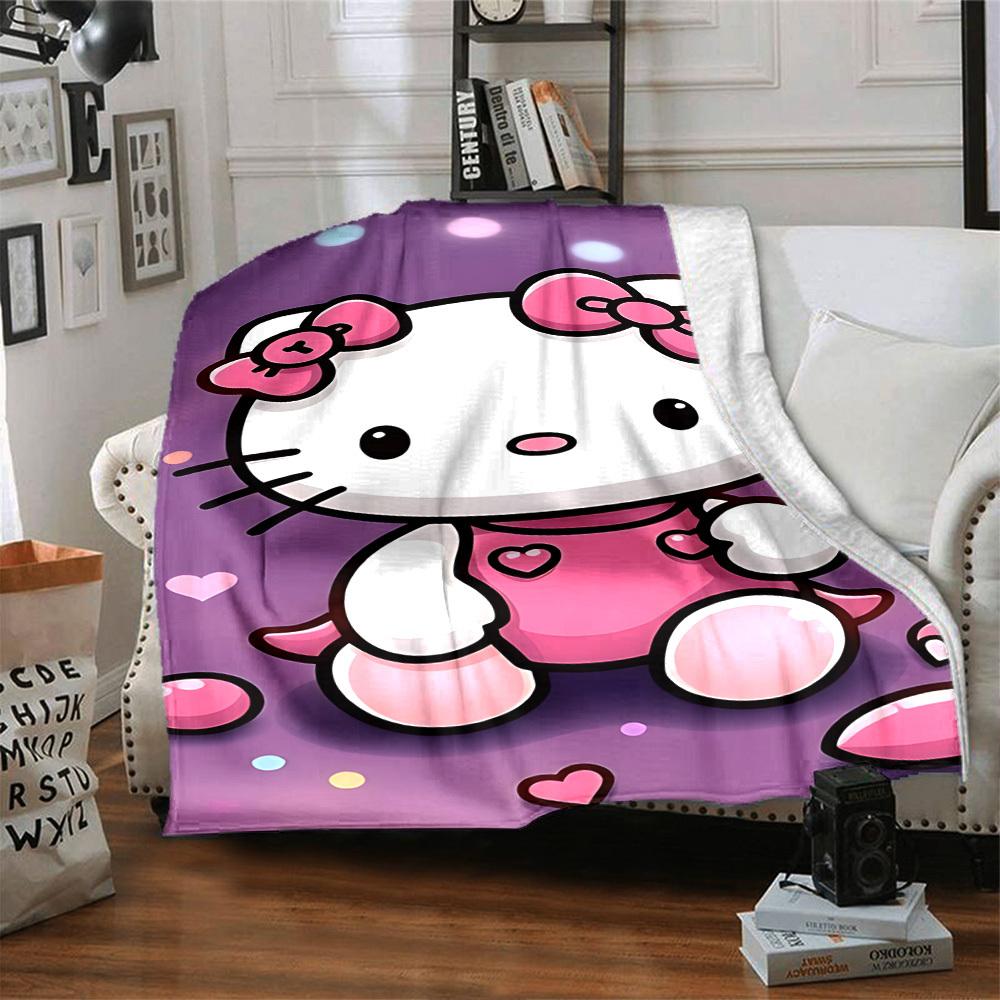 1pc Hello Kitty blanket Lightweight Flannel Throw for Sofa Bed Travel Camping Livingroom Office Couch Chair