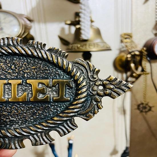 Hand-Painted Toilet Sigh Cast Metal Industrial Decor