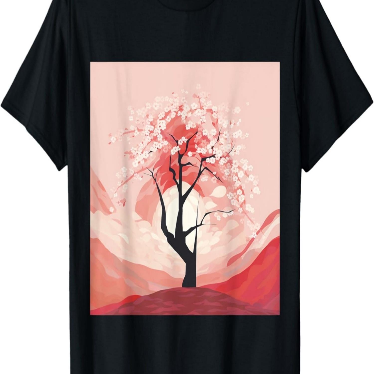 Whispers of Bliss Captivating Pastel Cherry Blossom Painting T-Shirt S