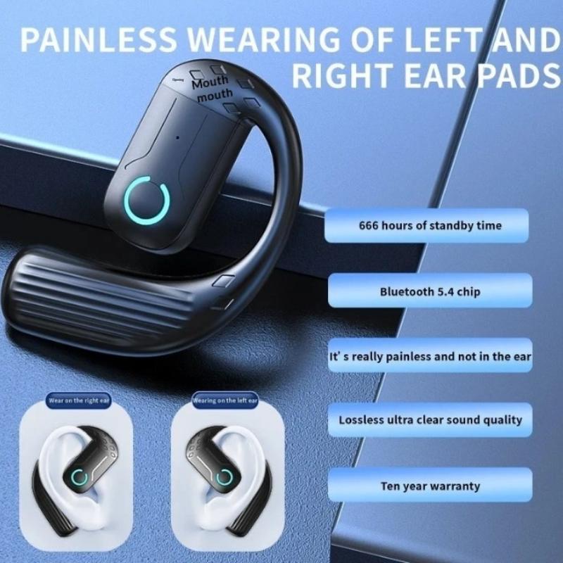 180° Rotating Hifi Stereo Waterproof Wireless Bluetooth Air Conduction Earphone Single Earhook Wear Noise Reduction Earbud With