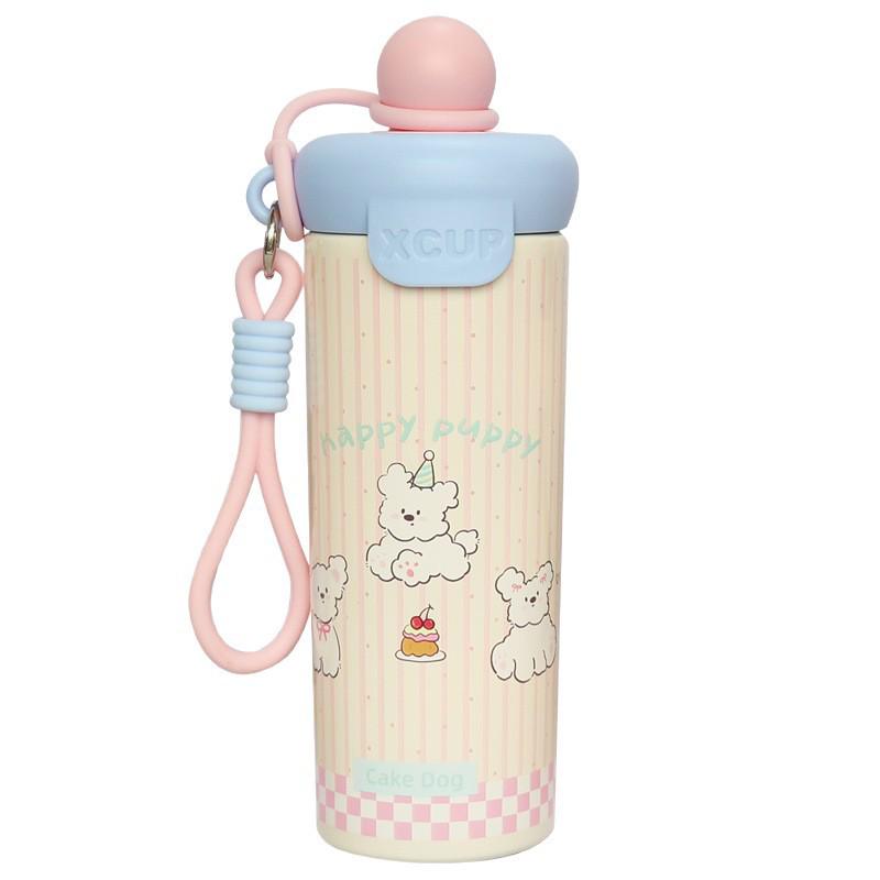 Cute Cartoon Animal Thermos with Straw & Lanyard - 316 Stainless Steel Children's Portable Cup