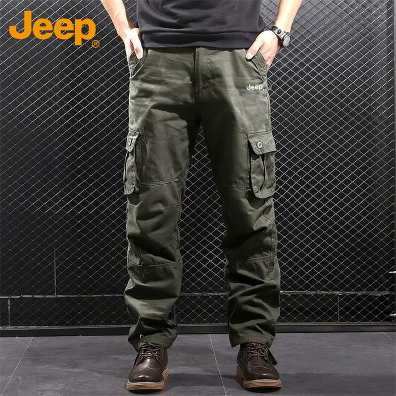 Jeep Men's Loose Fit Straight Leg Multi-Pocket Cargo Pants