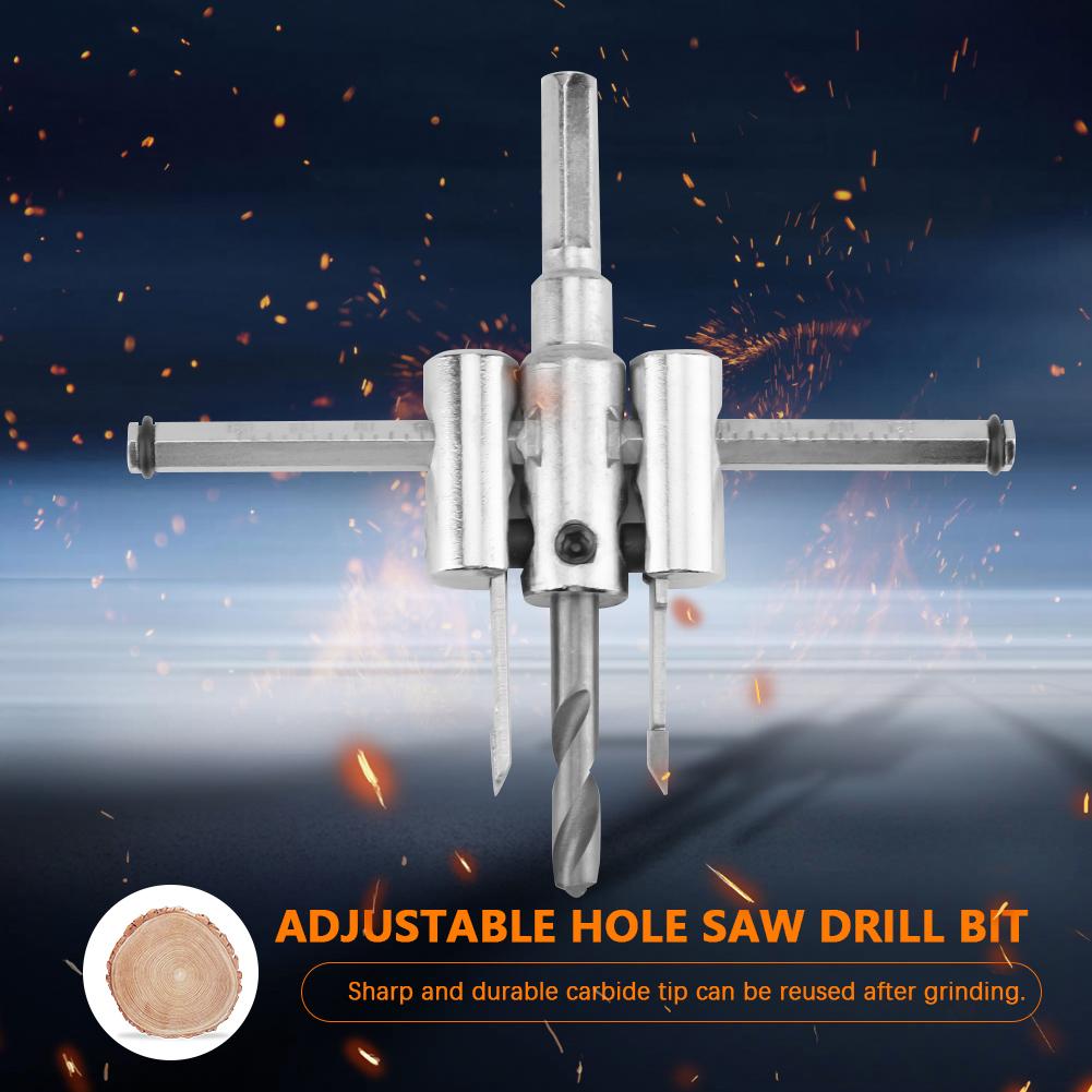 30 120mm Adjustable Silver Circle Hole Saw Drill Bit Set DIY Woodworking Tool
