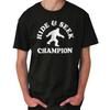 Bigfoot Humor Hid and Seek Champion Joke Womens or Mens Crewneck T Shirt Tee