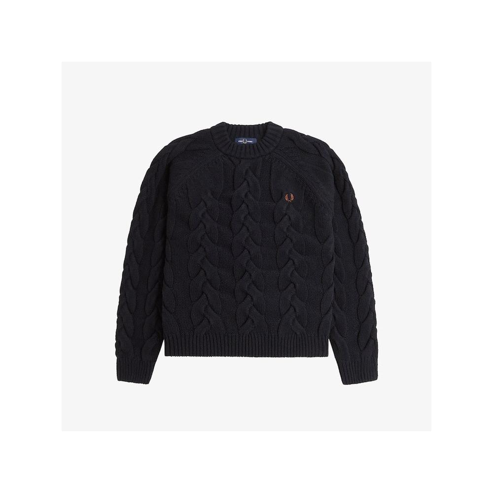 Fred Perry [womens] Cable Knit Mock Neck Knit   Black Afpf2434118 102 qzgAfpf2434118 102