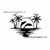 Tropical Dolphin & Coconut Tree Car Sticker - Fits RVs, SUVs, Sedans & Bumpers