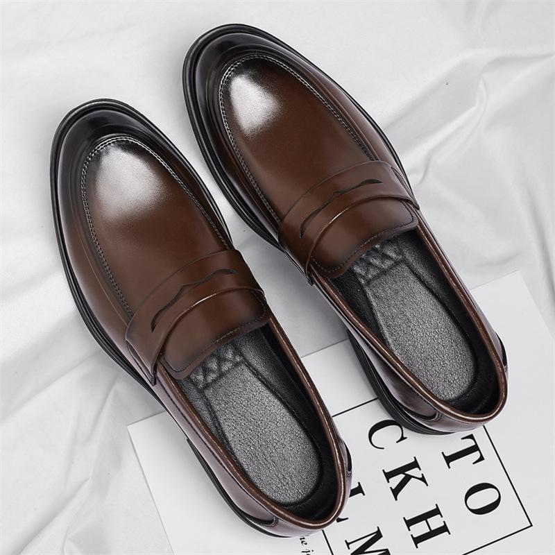 Leather shoes men's 2025 autumn new trend British style one-pedal casual lazy loafers