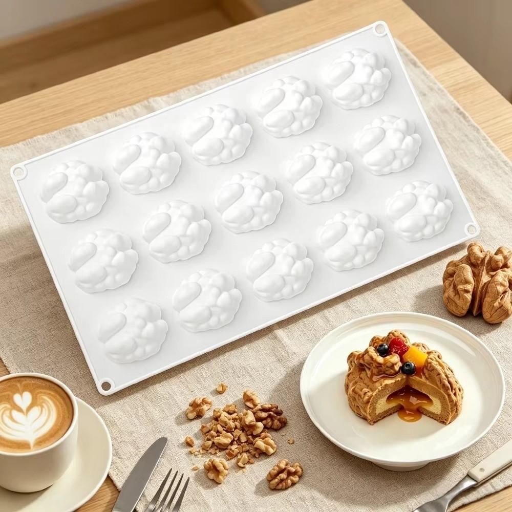New 15 Rows Silicone Baking Mold DIY Non Stick Cake Mold Walnut Shape Dessert Making Chocolate Mold