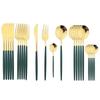 5/24Pcs Black Handle Golden Cutlery Set Stainless Steel Steak Knife Fork Spoon Tableware Dessert Spoon Festival Kitchen Cutlery