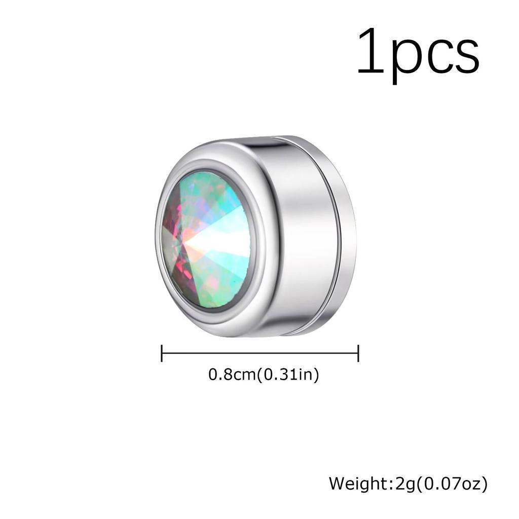 Vnox Magnetic Zircon Stud Earrings for Men, 8mm Stainless Steel Non-Pierced Clip Earrings, Hypoallergenic Punk Rock Jewelry Gift