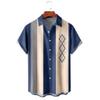 Summer new men's top striped D print men's cardigan lapel