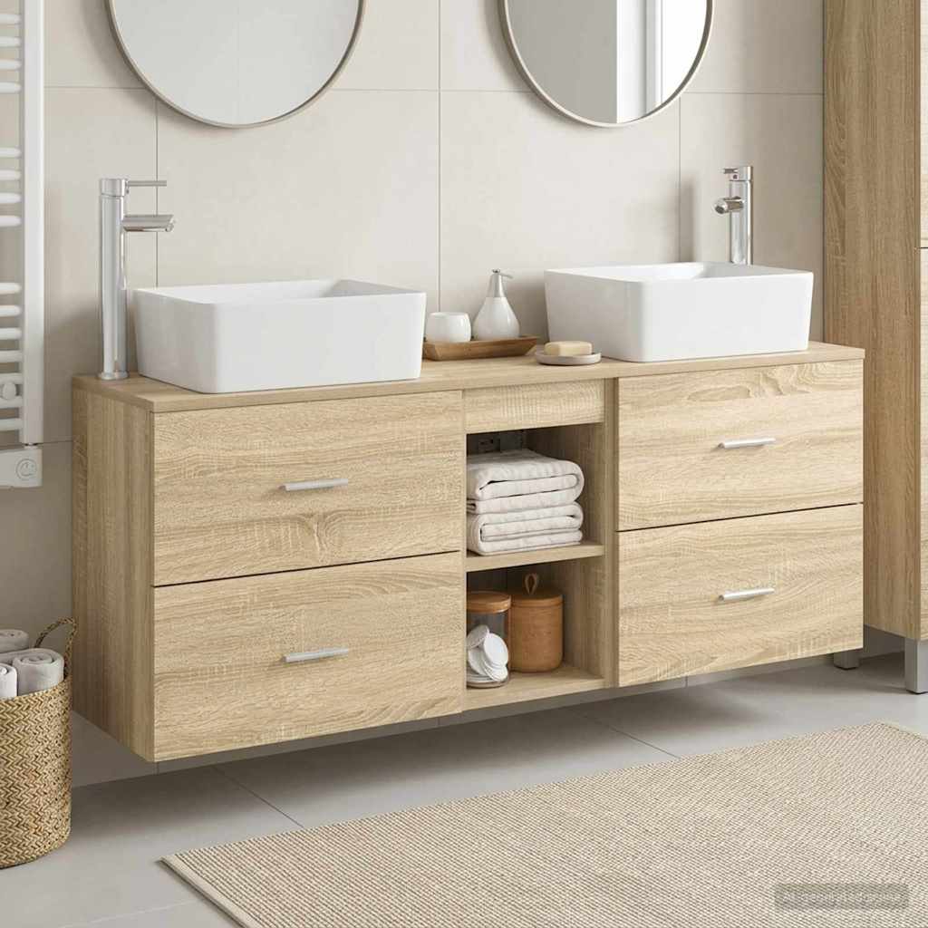 Bathroom Cabinet Set 3 pcs Sonoma Oak 136 x 35 x 80 cm
