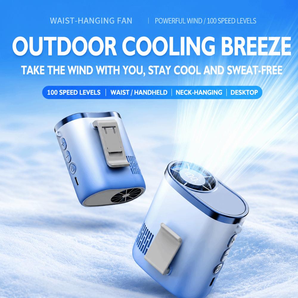 LED Display Neck Fan USB Rechargeable Portable Fan Portable Cooling Fan  Summer