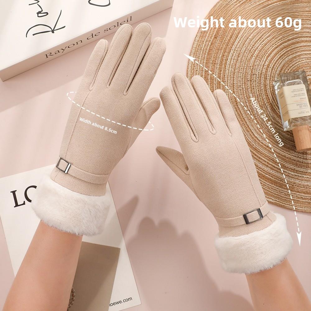 Plush Winter Gloves Touchable Screen Skiing Gloves New Full Finger Gloves  Women