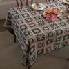 Tablecloth French Retro Plaid Splicing Embroidery Contrasting Color Square Geometric Dining Table Cloth Rectangle