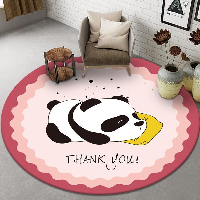 

Yellow Round Rug Cartoon Bulldog Design Pet Theme Carpet with Paw Print Butterfly Pattern for Living Room Decor 60cmx60cm