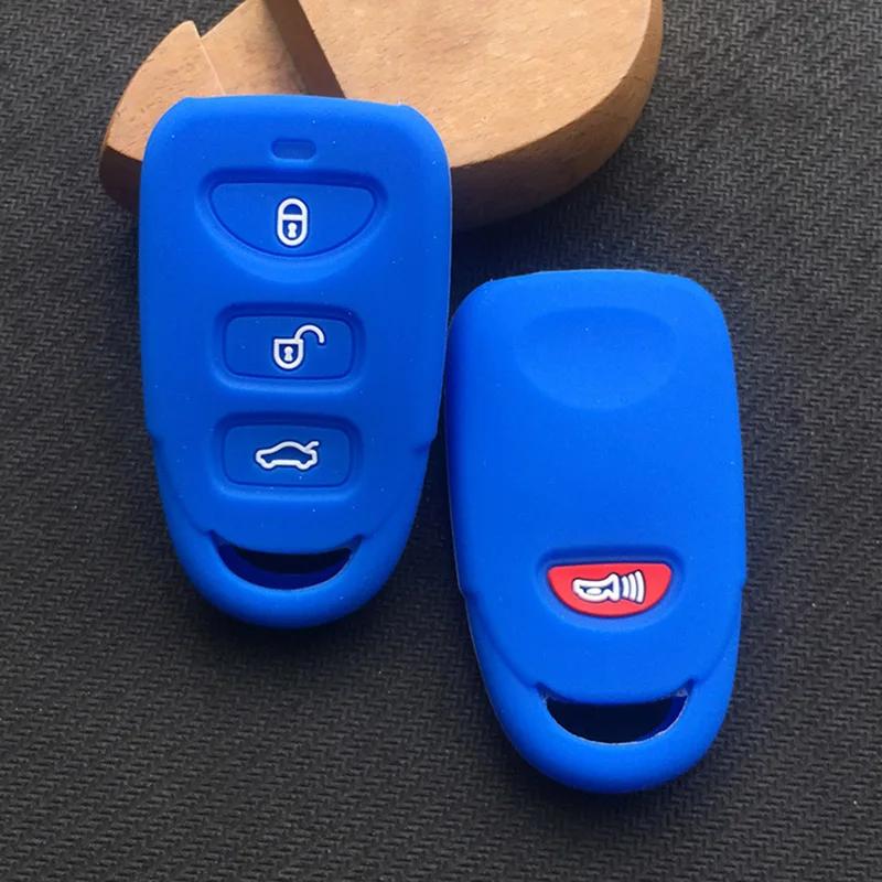 Silicone Car Key Cover Case shell For Hyundai Elantra Sonata SantaTucson For Kia Carens 3+1 4button key