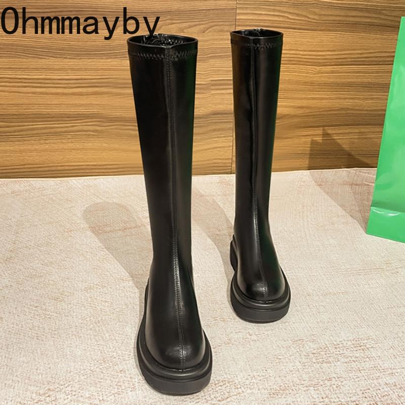 Men Women Winter Spring Autumn Boots Fashion Platform Heel Knee High Cosy Soft Leather Shoes Short Plush Women'S Knight Long Booties