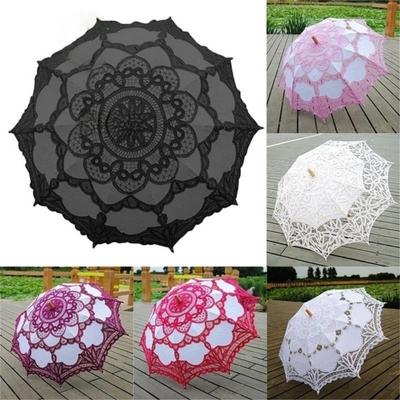 Handmade Lace Umbrella Cotton Parasol Umbrella Retro Bridal Umbrella  for Wedding Outdoor Sun