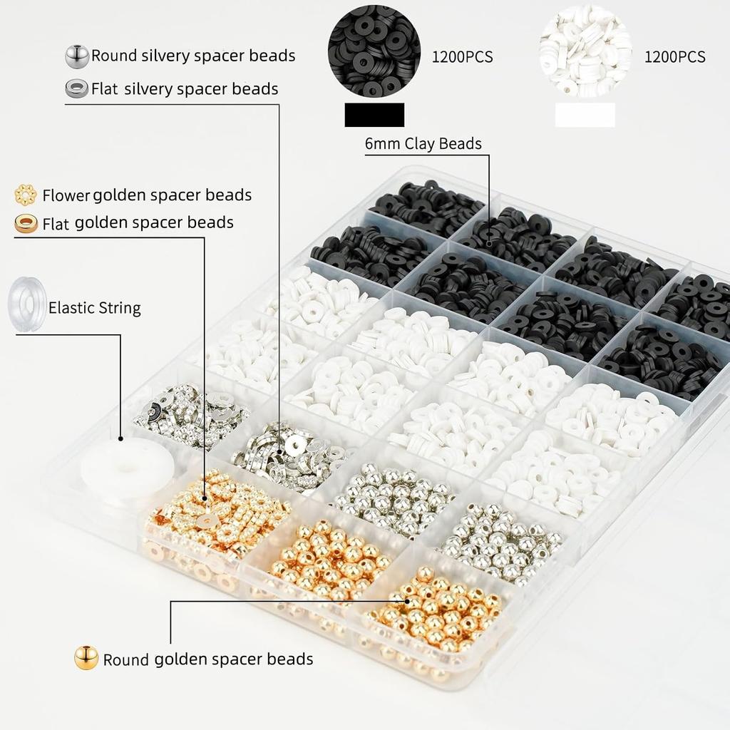 3000 Pieces Clay Bead Soft Pottery Piece Jewelry Making Kit, Friendship Bracelet Making Kit, Suitable For Gift Giving