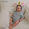 18 Inch Full Vinyl Body Reborn Baby Doll Elijah Can Bath Real Looking Frown Newborn Babies Doll Wear Strip Romper Lifelike Simulation Dolls Kid's Gift