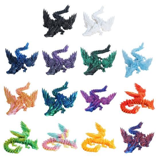 3D Printed Flying Dragon Figurine Movable Joints Colorful Dragon Figure Articulated Winged Dragon Model Fidget Toy Desktop Decoration Ornament