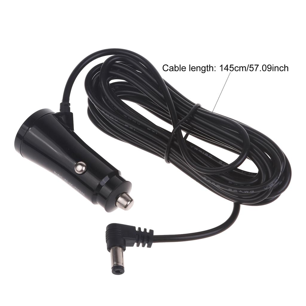 Cargador de coche USB de doble puerto con cable de carga DC5.5x2.1mm y entrada DC12V-35V para teléfonos, tabletas y grabadoras de conducción.
