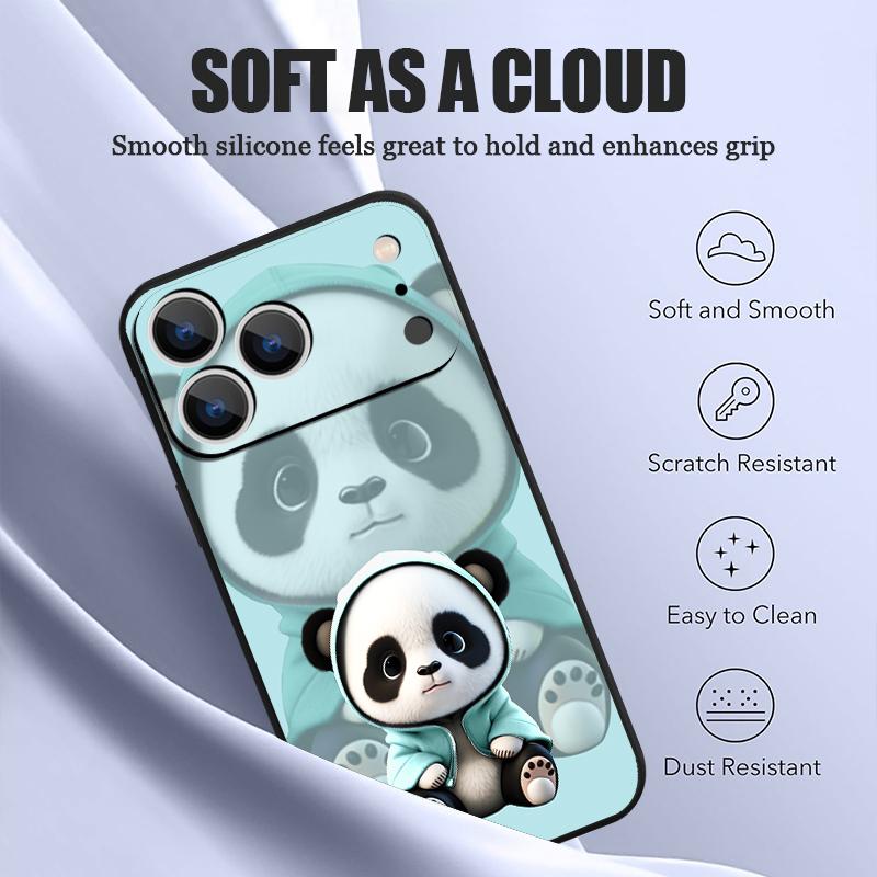 For iPhone 17 Pro Max Case Blue Coat Panda Pattern Magnetic For Magsafe Silicone Cover For iPhone 16 Pro Max Funda iPhone 15 14 13 12 11 16E Air