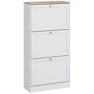 Modern Compact Three-Drawer Shoe Storage Cabinet - White