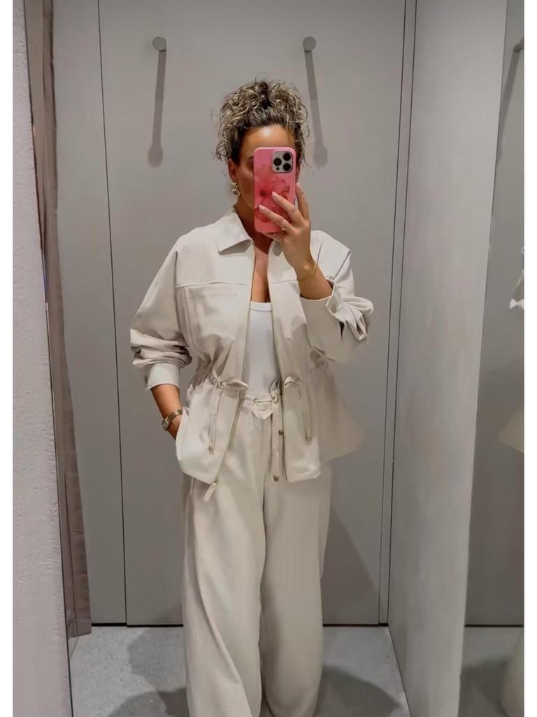 European & American Women's 2026 Autumn/Winter Fashion Jacket and Trousers Set with Adjustable Waist (S8873/74)