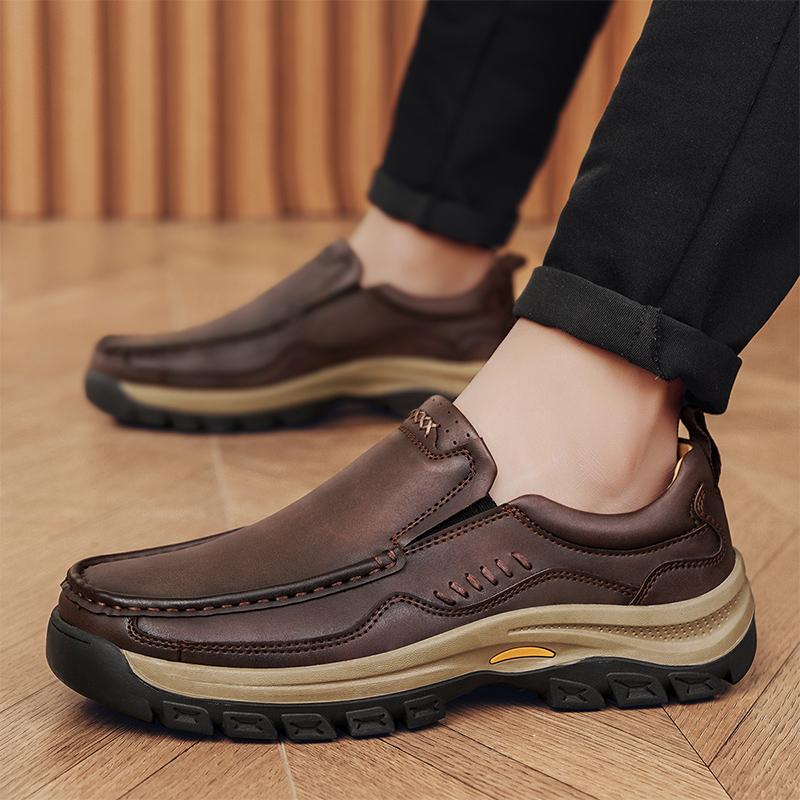 Fashion Fashion Outdoor Lazy Loafers Genuine Leather Mens Shoes Stylish Summer Driving Flats Elegantes Men's Casual Shoes Slip On Shoes