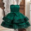 2024 Baby Mädchen Party Kleid Pailletten 1st Geburtstag Taufe Kleinkind Kleid Hochzeit Grün Prinzessin Kleider für Kinder Mädchen Luxus Kleid