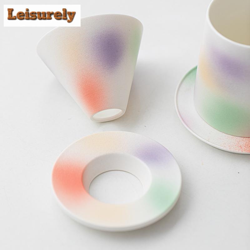 400ml Gradient Peach Blossom Coffee Filter Cups Espresso Filter Set Reusable Cone Pour Over Coffee Dripper Filters Accessorie