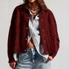 Women's Fashion Zip-Up Loose Fit Color Casual Jacket for Everyday Wear
