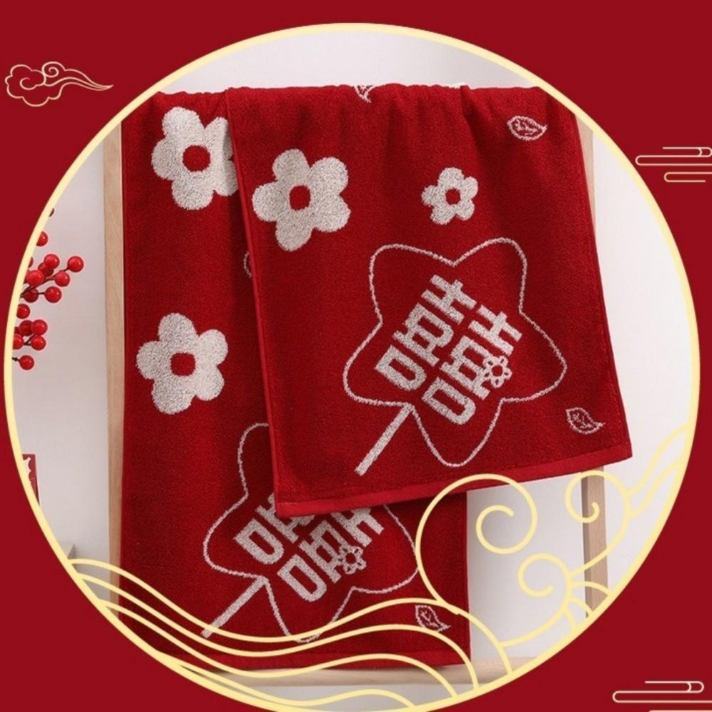 Heart Wedding Red Towel Red Color Absorbent Material Bath Face Towel Soft Texture Cotton Fabric Shower Towel Shower Use