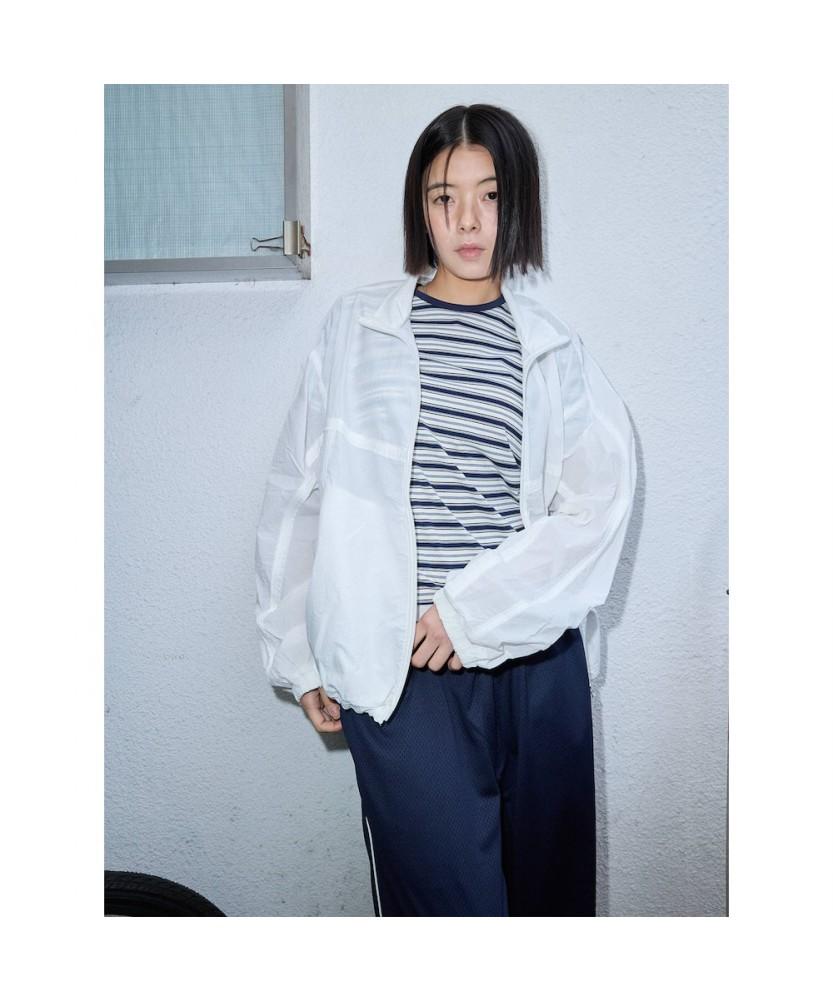 Saendeusaundeu (Women) Striped Short Sleeve T-Shirt Navy