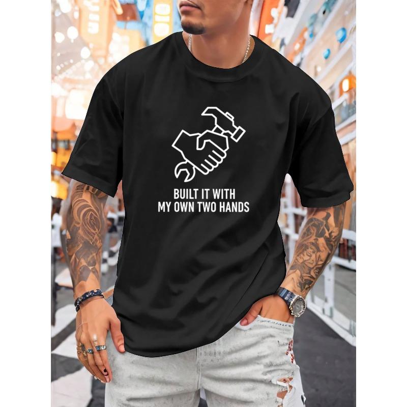 Европейские размеры Стиль Логотип Промышленного Инструмента Печатная Мужская Футболка | Летняя Дышащая С Коротким Рукавом, Обычный Крой Повседневная Машинная Стирка S