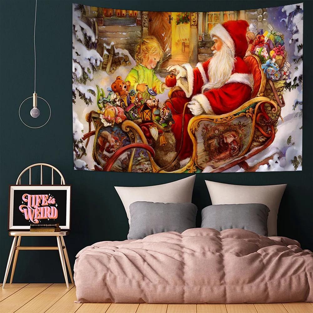 Christmas Cartoon New Year Gift Hanging Bohemian Tapestry Bohemian Wall Tapestries Mandala Kawaii Room Decor