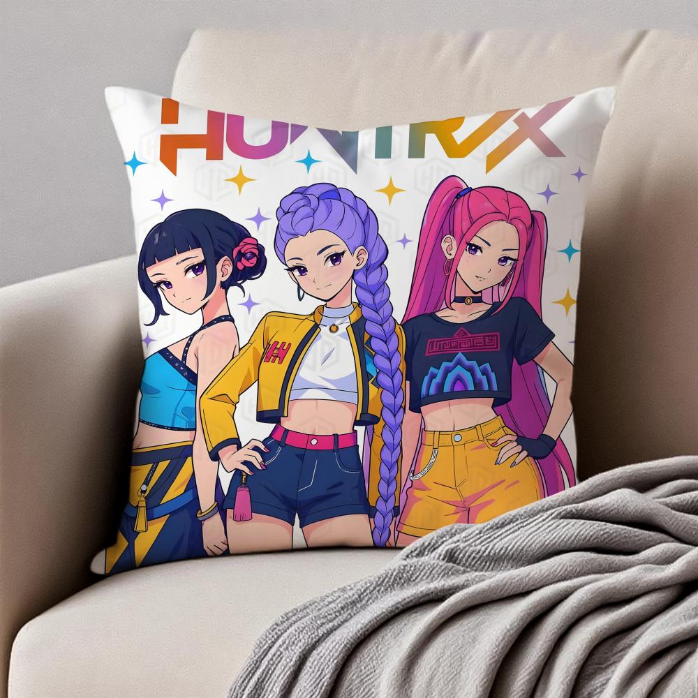 Popular Virtual American Band HHUNTRX Cushion Cover Pillowcase Antidustmite Invisible Zipper Short Plush Sofa Cushion