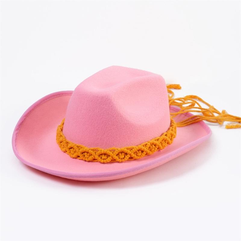 Lightweight Cowboy Hats Ethnic Style Women Wear Resistant Cowboy Hats with Weaving Hat Rope Adult Outdoor Sunproof Hat